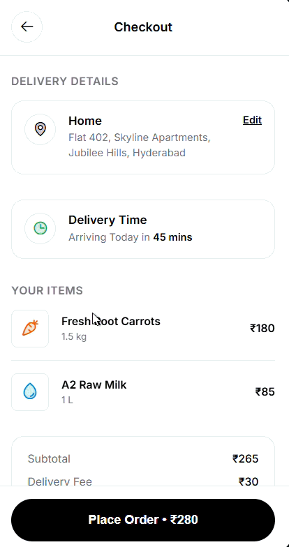 Intuitive cart management and checkout experience