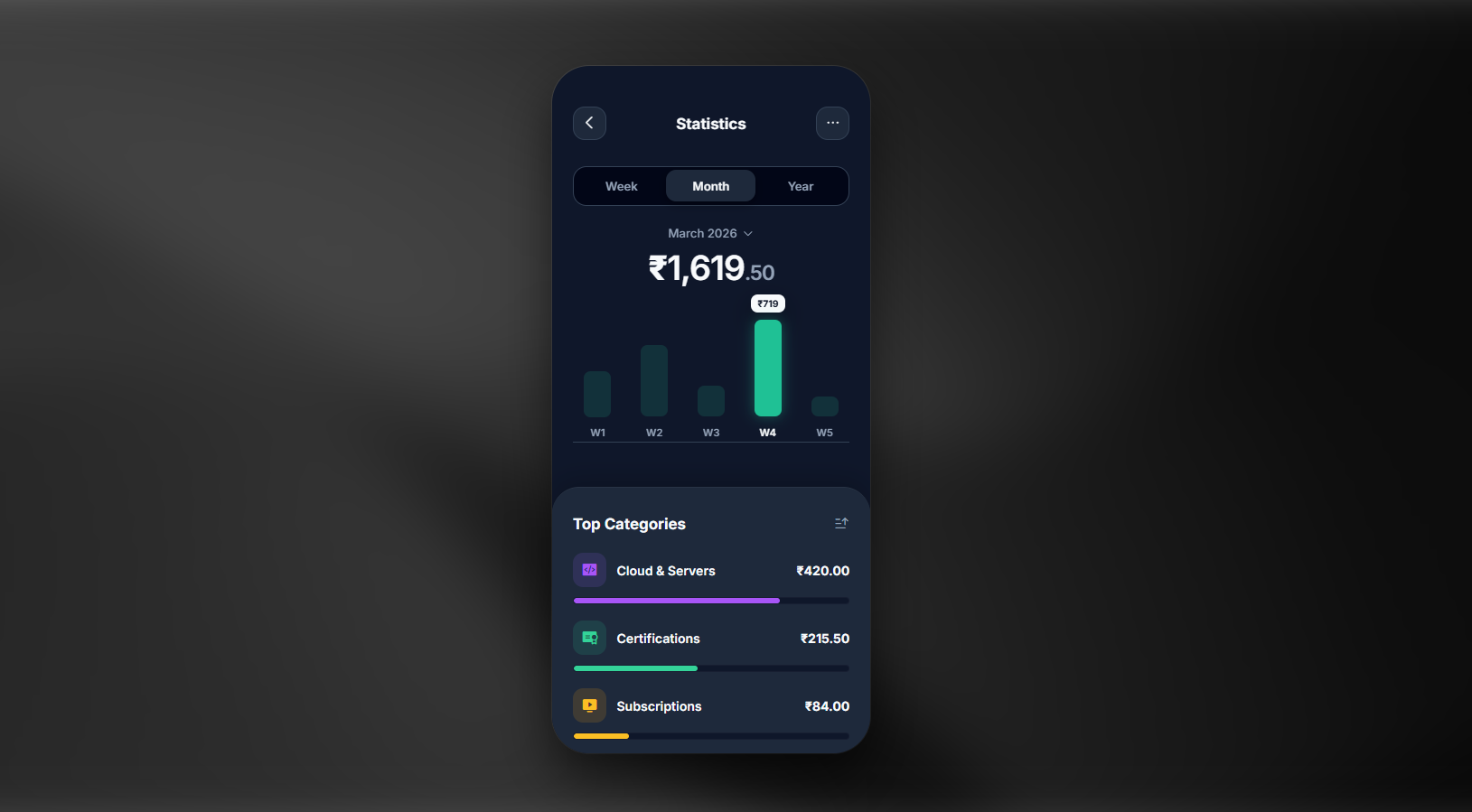 Velar finance management app preview